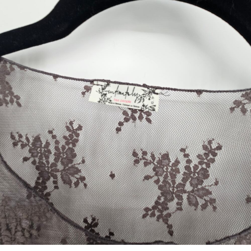 Free People Lady Lux Maxi Slip Dress Dark Gull Grey Sheer Lace Layering XS NWT - Picture 7 of 14